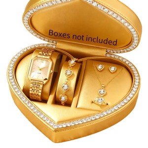 Ensemble de bijoux pour femmes, <span class=keywords><strong>montre</strong></span> à cadran carré, bracelet en forme de cœur, collier, bague, boucles d'oreilles, coffret cadeau, <span class=keywords><strong>montre</strong></span> pour femmes - Product Image 5