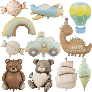 Ours mat feuille ballon fête d'anniversaire pour enfants Design décoratif voiture de police avion arc-en-ciel aluminium Film ballon - Product Image 3