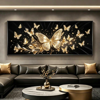 Grande Décoration Murale Horizontale Lion Doré 3D Moderne Tendance Décoration Intérieure Vente en Gros MDF Robuste Durable Peinture Porcelaine HD Effet Cristal