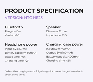 Auricolari <span class=keywords><strong>Bluetooth</strong></span> 6.0 Sportivi <span class=keywords><strong>Wireless</strong></span> HTC NE23, Cuffie con Cancellazione Intelligente del Rumore, Suono Stereo HiFi a Bassa Latenza - Product Image 6