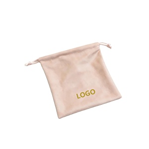 Pochette en velours avec cordon de serrage, style INS, logo personnalisé, estampage à chaud doré, pour emballage de bijoux et emballage cadeau - Product Image 1