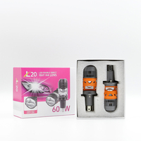 Phare avant de moto Brieyes L20 à LED, ampoule 45W 60W, faisceau haut/bas, mini projecteur, protection IP68, AC/DC 9-80V, universel