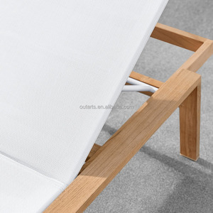 Chaise longue réglable <span class=keywords><strong>en</strong></span> teck massif de qualité supérieure avec corde tissée Chaise longue de piscine pliante de luxe pour jardin et terrasse - Product Image 4