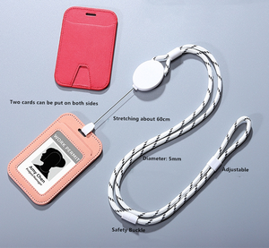 <span class=keywords><strong>Porte</strong></span>-<span class=keywords><strong>badge</strong></span> avec poche latérale zippée Plusieurs fentes pour cartes <span class=keywords><strong>Porte</strong></span>-monnaie en cuir avec lanière de cou pour le personnel de bureau - Product Image 6