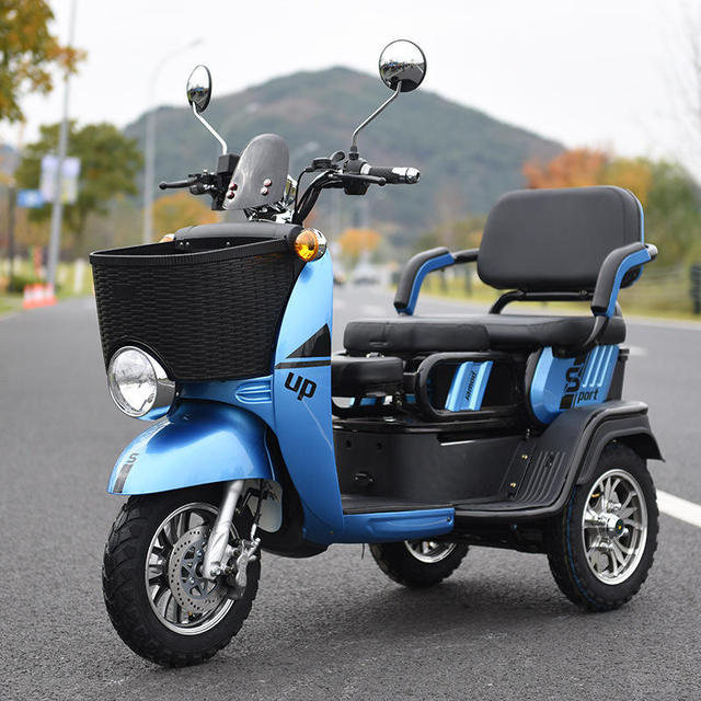 Adjustable Three-Seat Electric Pedicab Tricycle Scooter 3-Speed Steel Frame Lithium Battery 48V-60V Power Supply >60km Range