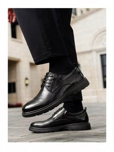 Autumn Men's Shoes Lace-up British Thick-soled Business Solid Pattern Leather <b>Toe</b> <b>Cap</b> Heightening Anti-Slip Durable Interviews - Product Image 6