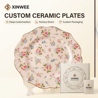 Juego de Platos de Porcelana de Cerámica con Diseño Floral de Primavera, Ecológico, Personalizado, Estilo Retro, 8, 10 y 12 Pulgadas, Venta al Por Mayor