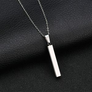 Factory Custom Personalized Stainless Steel Blank <b>Name</b> Gold Plated Classic Link Chain Engravable Vertical Bar <b>Necklace</b> - Product Image 4