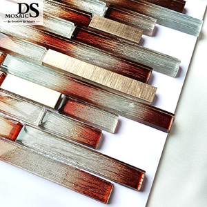 Orange Laminate Glass Mix Metal Mosaic Use for Wall Backsplash and TV <strong>Background</strong> and Bath Room Wall - Product Image 6