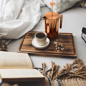 Rose Gold Electroplating Double Wall Stainless Steel Eco-friendly Portable Travel <b>Coffee</b> French Press with Lid Transparent - Product Image 2
