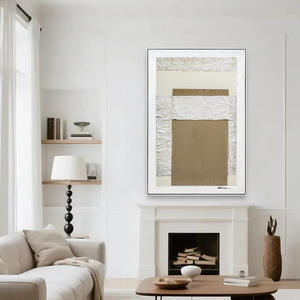 Peinture à la main minimalisme moderne abstrait toile peinture mur Art couleur naturelle avec <span class=keywords><strong>carton</strong></span> ondulé pour la décoration de salon - Product Image 4