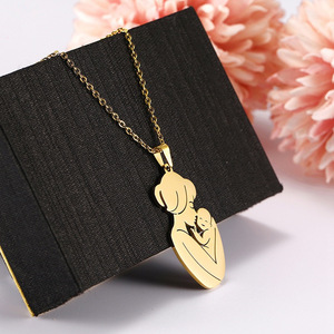 Popolare regalo per la festa della mamma in acciaio inox per la mamma <span class=keywords><strong>e</strong></span> il bambino in acciaio inox collana pendente collana del maglione collare - Product Image 3
