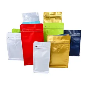 White Foil Paper Pouch Biodegradable Degassing Valve Coffee Shop Bags Pouch 12oz Coffee Bean Packaging Bags