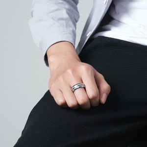 Anillo de Boda de Acero de Tungsteno de 8mm con Incrustaciones de Estilo Hielo, Unisex, Moderno, Simple, Elegante, en Oro, Plata y Negro - Product Image 4