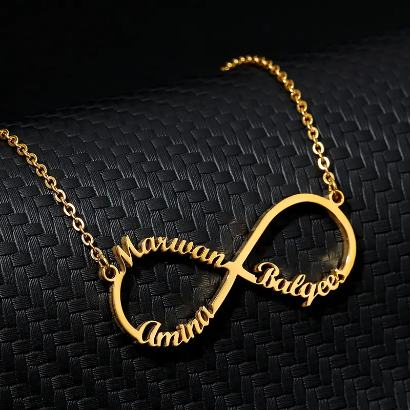 Stainless Steel Collier 4 Names Necklaces Female Clavicle Chain Diy Custom Name 18K Gold Plated Pendant Necklace