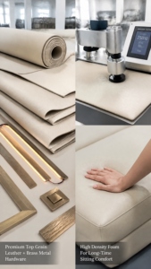 Sofá Seccional en Forma de L de Cuero Genuino Moderno JM 3460x1930x640mm |   Uso en Sala de Estar |   Gama Alta |   Venta al por mayor - Product Image 4