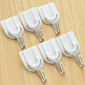 Crochets blancs robustes sans clou ni trace, crochets adhésifs créatifs en plastique, crochets pour manteaux, fournitures de magasin à un dollar. - Product Image 5