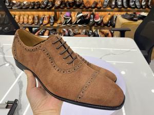 Fast Delivery High-mercerized Calf <strong>Suede</strong> Lace-up <strong>Brogue</strong> Oxford Leather Shoes Casual <strong>Suede</strong> Men's Leather Shoes - Product Image 6