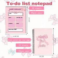 Vente directe usine – Ensemble de papeterie personnalisable avec bloc-notes détachable, carnet spirale A5 mignon et kawaii à motif nœud