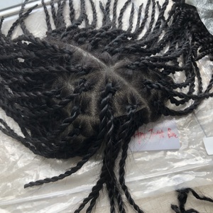 Prothèse capillaire pour <span class=keywords><strong>homme</strong></span> en cheveux Remy tressés, noirs, 100% cheveux humains indiens, en PU avec nœud simple et design droit - Product Image 2