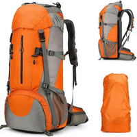 Mochila de Senderismo de 60L con Marco Interno y Cubierta Impermeable, Mochila Ripstop con Suspensión Ajustable y Espalda Ventilada para Trekking