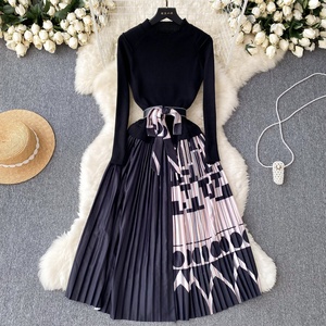 ชุดเดรสแขนยาวผ้าเครปพิมพ์ลายฤดูใบไม้ร่วงฤดูหนาวสำหรับผู้หญิง - Product Image 2