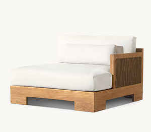 <span class=keywords><strong>UBUD</strong></span> Canapé en forme de L pour salon au design moderne, avec matériaux variés, chaise longue en osier naturel et cadre en teck, canapé modulaire avec coussin - Product Image 6