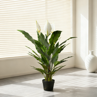 Plante artificielle en pot Nifloral de haute qualité, lys de la paix en plastique de 92 cm, fleurs blanches, élégante et sans entretien, décoration intérieure persistante