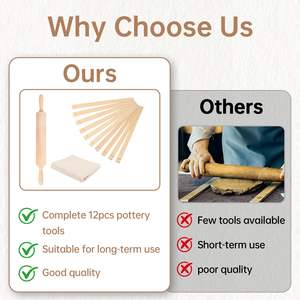 10 pièces poterie enseignement roulement boue bâton Guide outils 1 pièces poterie outils argile roulant Pinwith lin nappe - Product Image 5