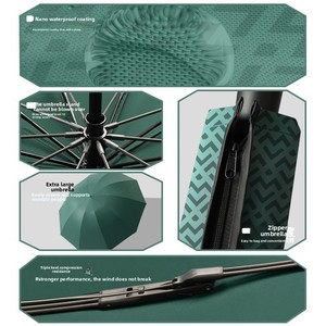 Grand <span class=keywords><strong>parapluie</strong></span> <span class=keywords><strong>inversé</strong></span> automatique pliant en trois sections, résistant aux intempéries et au vent, au design minimaliste moderne, pour hommes d'affaires, idéal comme cadeau. - Product Image 4