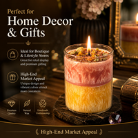 Handgemachte Mehrschichtige Duftkerze im Glasgefäß, Farbenfrohe Aromatherapie-Kerze mit Getrockneten Blumen, Geschenk & Wohndekoration für den EU-Markt