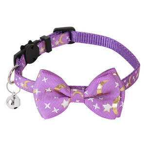 <span class=keywords><strong>Collar</strong></span> de Lujo para Perros y Gatos Pequeños con Diseño de Estrellas, Luna y Lazo, con Campana y Cierre de Seguridad, Venta al Por Mayor - Product Image 5