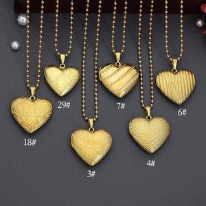 Bijoux Vintage à la mode unisexe en laiton brut pendentif à breloque collier fleur coeur Photo médaillon collier pour Couple famille cadeaux - Product Image 4