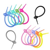 Attache-câble coloré en silicone, porte-clés, bijoux DIY, cordon de cou, organisateur de câbles de données