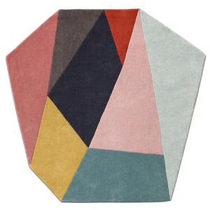 Tapis en laine fait main moderne abstrait tufté à la main à poils longs antidérapant adapté aux animaux domestiques beige marron gris pour usage domestique contemporain - Product Image 4