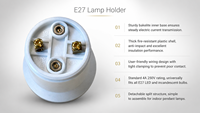 Portalámparas de Plástico Blanco Tipo Split E27, 4A 250V, Ignífugo, para Lámpara Colgante Doméstica