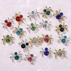 Breloques pour ongles en argent et or, motif araignée, style Gothique Halloween, décorations 3D en métal et strass, cristaux œil de cheval pour nail art - Product Image 3