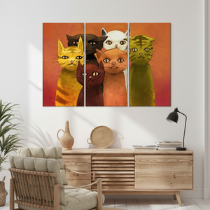 Personalized Six Cats Print: Elegant Cat Lover <b>Canvas</b> <b>Wall</b> Art,SET OF 3 <b>CANVAS</b> - Product Image 3
