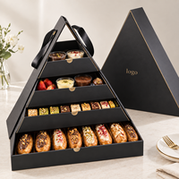 Boîte pyramide personnalisée avec logo, en carton, pour emballage de desserts, plateau de présentation alimentaire avec plateaux pour gâteaux et pâtisseries