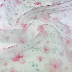 Tissu de tissu soyeux floral de polyester tissé par la Chine populaire pour des robes de tutu