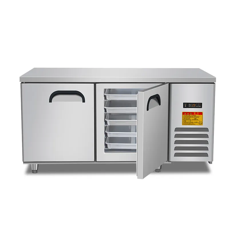 Gewerblicher Kühlschrank Küche Kühlung Werkbank Kühlschrank Salat/Pizza Edelstahl Kaffee Bar Theke