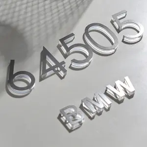 Kustom desain gratis potongan Laser kecil 3D plastik toko Logo toko huruf alfabet akrilik bening untuk tanda Perusahaan