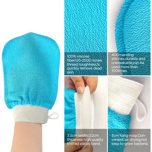 Logo personalizzato e pacchetto viscosa marocchino <span class=keywords><strong>Hammam</strong></span> guanti da bagno Scrub turco esfoliante guanto corpo pelle massaggio per Sauma - Product Image 2