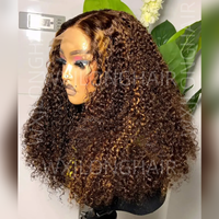 Perruque de Cheveux Vierge Bruts Double Traitée à Fermeture en Dentelle 5 x 5 Bouclée Pixie, Couleur T4/30/4, 300 g, Grande Vente en Gros