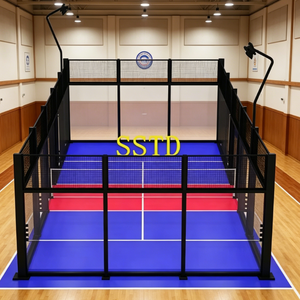 Terrain de compétition de padbol hybride professionnel 2-en-1 intégré, <span class=keywords><strong>cage</strong></span> d'entraînement multisports (<span class=keywords><strong>mini</strong></span> <span class=keywords><strong>football</strong></span> et padel), ensemble complet standard - Product Image 1