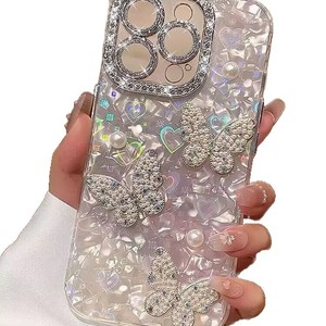 <span class=keywords><strong>Coque</strong></span> à motif de trous fins adaptée aux étuis de téléphone IP <span class=keywords><strong>11</strong></span>, IP 17 Promax, 13 nœud papillon perlé, 12/15 Pro. - Product Image 1