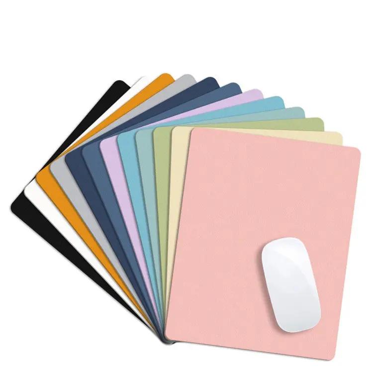 Best Small Size Solid color Waterproof PU Leather Laptop Mouse Mat Office Desktop Protector Mouse Pad For Laptop