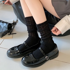 Calcetines de Verano para Niñas, Casuales, Transparentes, de Malla, con Cuello Redondo, Diseño de Canalé, Falda Delgada, Diseño Hueco, Calcetines Informales - Product Image 3