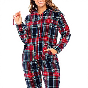 <span class=keywords><strong>Pijama</strong></span> <span class=keywords><strong>de</strong></span> una pieza con capucha y manga larga a cuadros para mujer, conjunto <span class=keywords><strong>de</strong></span> <span class=keywords><strong>pijama</strong></span> <span class=keywords><strong>de</strong></span> una pieza para adultos - Product Image 1