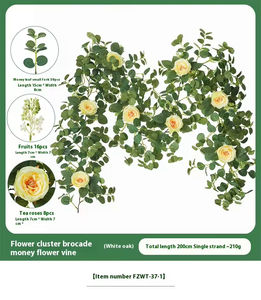 Venta directa de fábrica: Arreglo floral para pared, camelia encriptada, hoja de dinero, decoración para mesa de comedor, guirnalda de flores artificiales. - Product Image 6